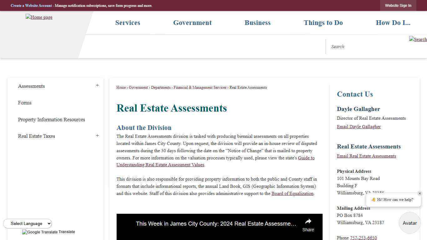 Real Estate Assessments James City County, VA