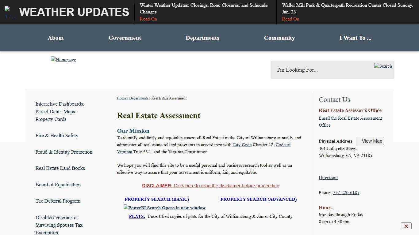 Real Estate Assessment Williamsburg, VA